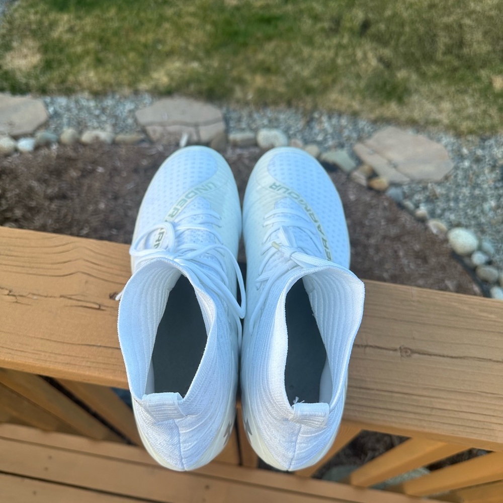 Under Armour Highlight 2 MC Knit Football Cleats White  Men's Sz 13 EUC - Picture 5 of 6